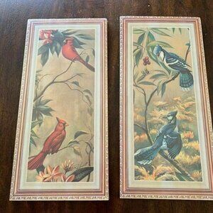R F Harnett Bird Cork Plaques Set of 2 Blue Jay Cardinal New Sealed In Plastic